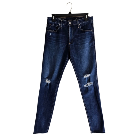 Ag Adriano Goldschmied Farrah Skinny Ankle High Rise‎ Distressed Blue Jeans 29 - Picture 1 of 9